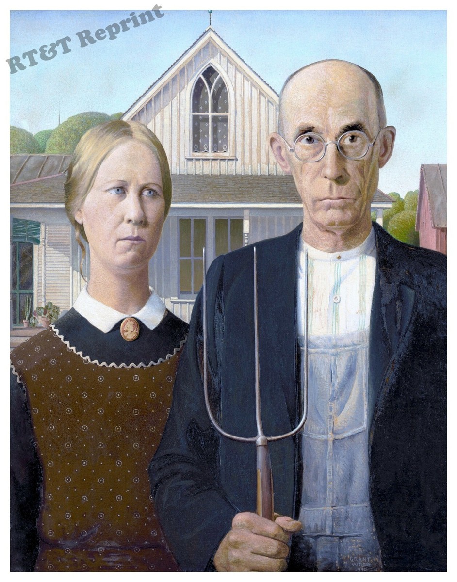 洋書 GRANT WOOD AMERICAN GOTHIC Wall Art Grant Wood's 1930 The American Gothic Painting Year 11x14