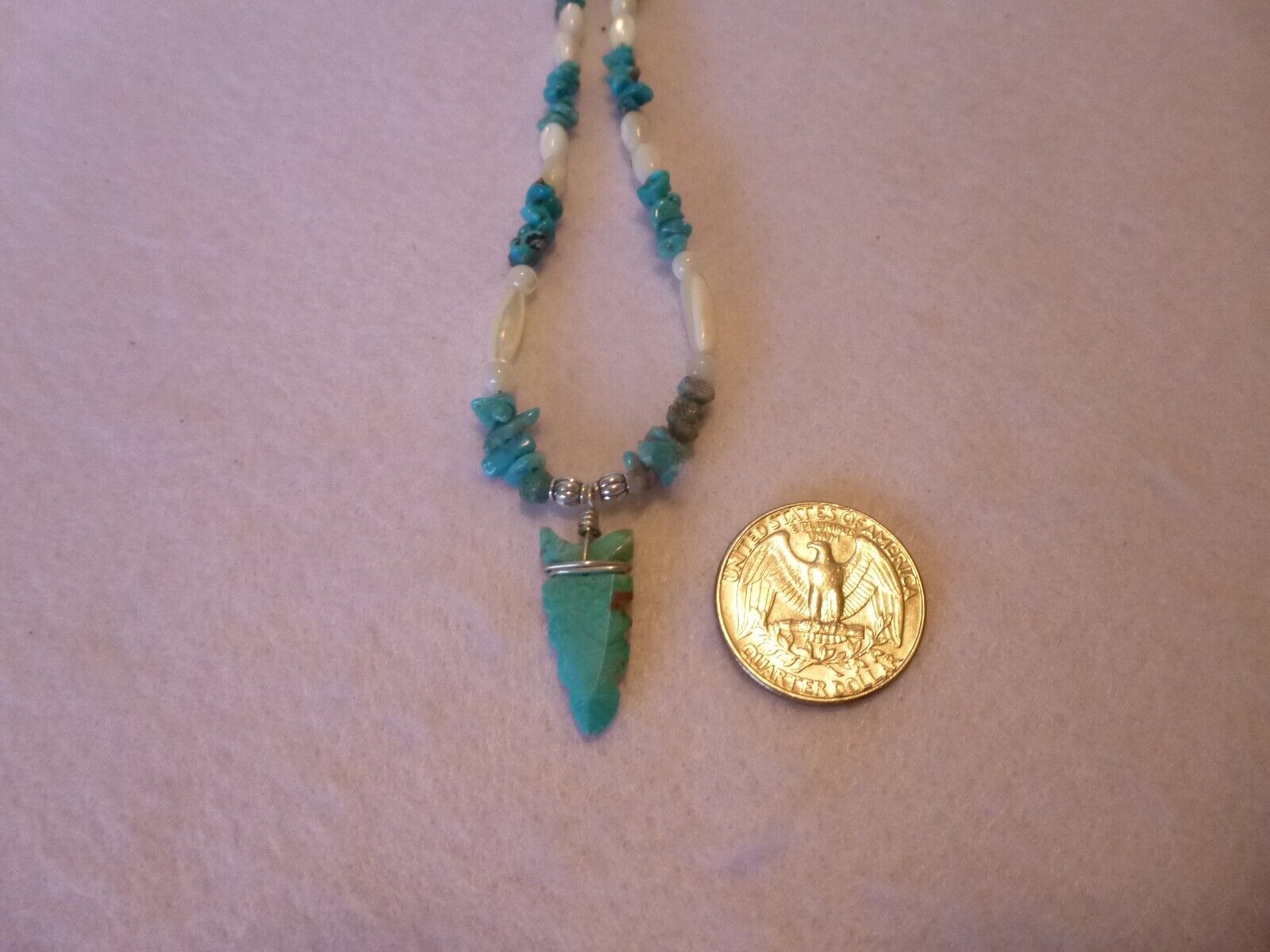 Hand Carved Turquoise Pendant On Turquoise and Mo… - image 8