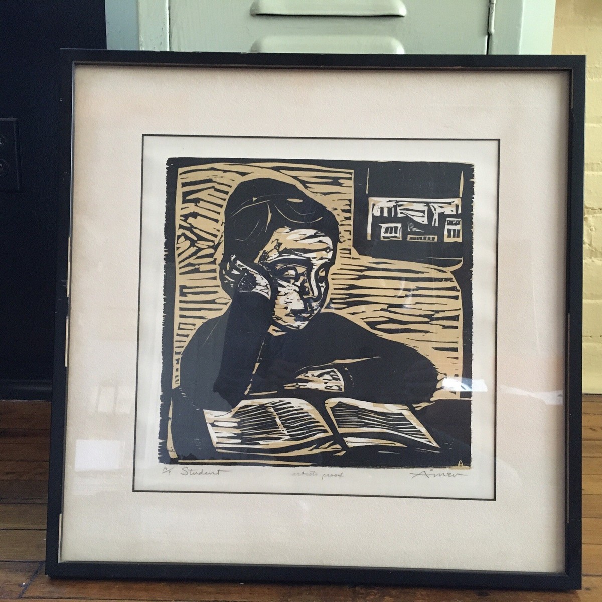 Irving Amen Signed ARTIST PROOF woodcut Titled “student Irving Amen Signed ARTIST PROOF woodcut Titled “student