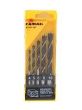 Famag 3501.505 Wood Spiral Drill 5-Piece Set in KS Box. Ø 4, 5, 6, 8, 10 mm