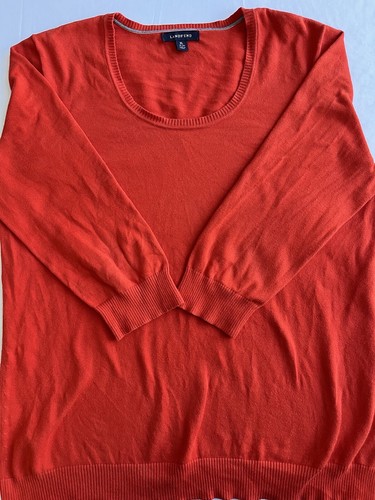 Lands End Womens SZ XL 18-20 Scoop Neck Sweater 3/4 Sleeves FALL orange - Picture 3 of 8