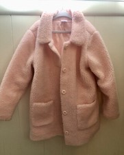 Hanna Andersson Girls Pink Fleece Button Up Coat Size 6 - 7  120