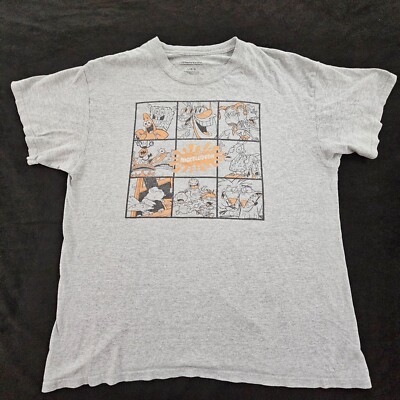 Nickelodeon Cartoon Characters Gray Short Sleeve T-Shirt Men's L