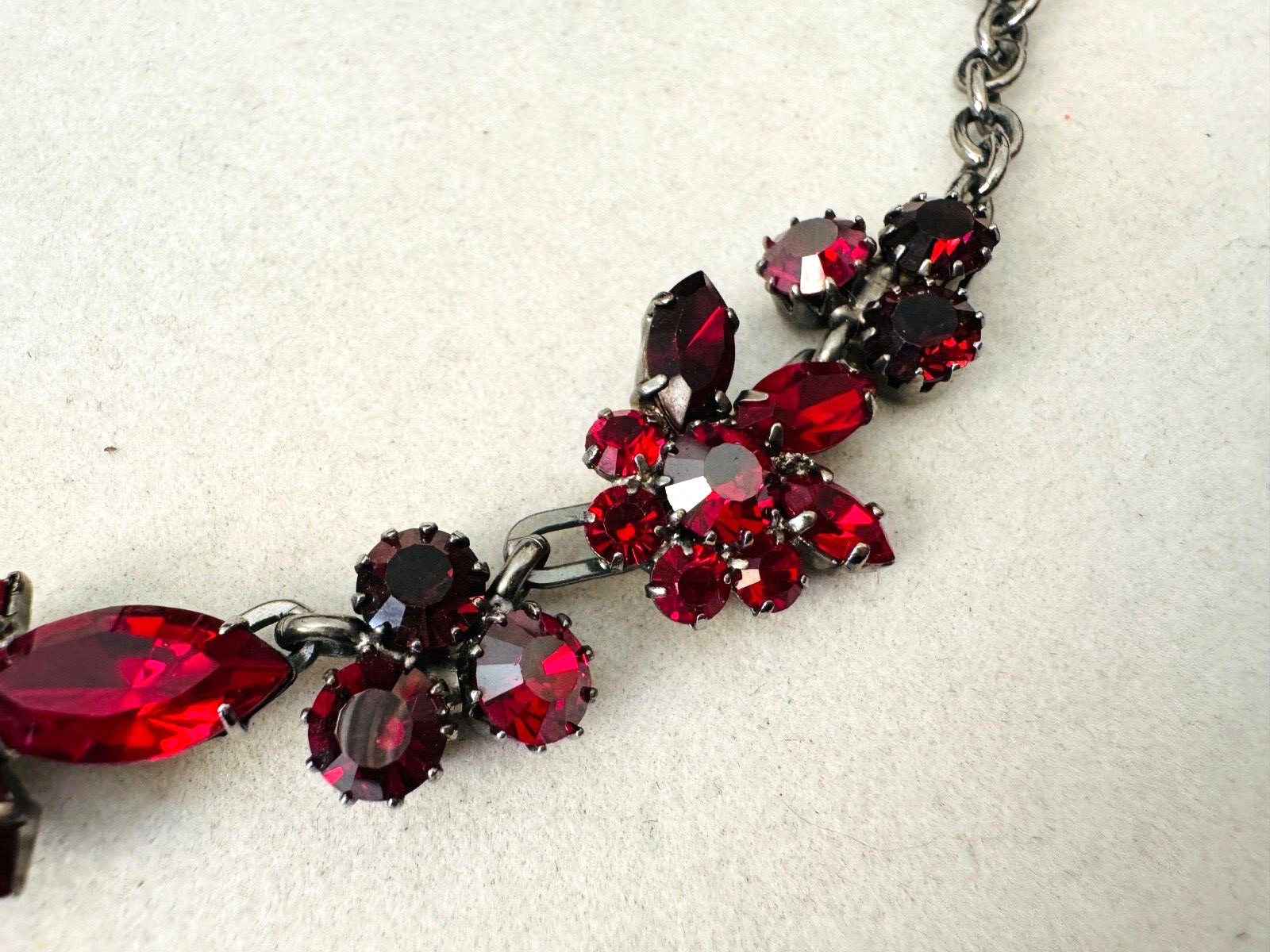 CAROLEE Ruby Blood Red Rhinestone Cluster Silver … - image 5