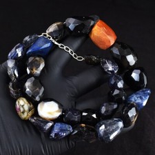 Top Grade Selling Agate & Lapis Lazuli 905.00 Cts Beaded Necklace RK 52 E693