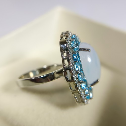 Anillo Opalita Natural Plata de Ley 925 con Topacio Azul Todas las Tallas Disponibles - Imagen 5 de 6