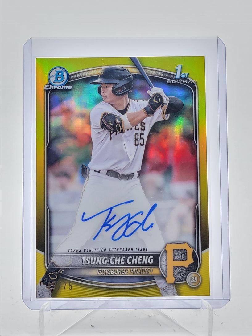 TSUNG-CHE CHENG 2025 BOWMAN CHROME 1ST YELLOW REFRACTOR AUTO /75 Q4060