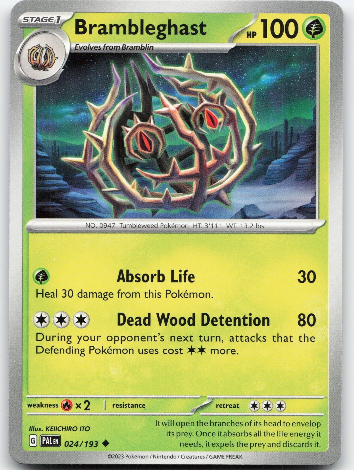 Brambleghast 024/193 Uncommon PAL Pokemon NM