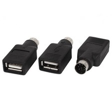 3 PCS Black USB Female to PS/2 Male Connector Converter Adapter, Black