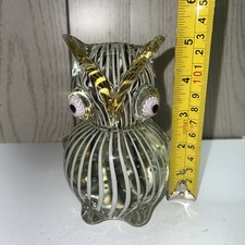 Murano style Art Glass Owl Paperweight Beautifully Detailed Controlled Bubbles