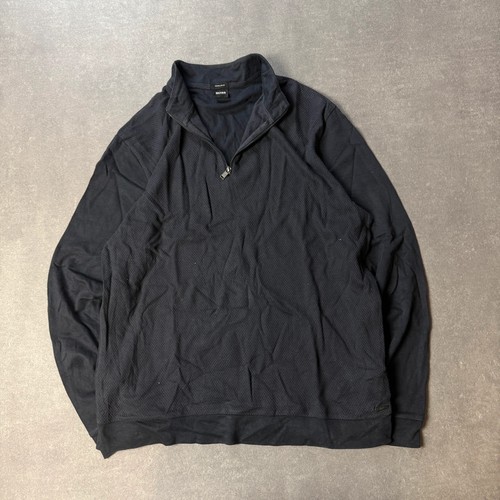 Hugo Boss Quarter Zip Black Minimal Luxury Knit Sweater