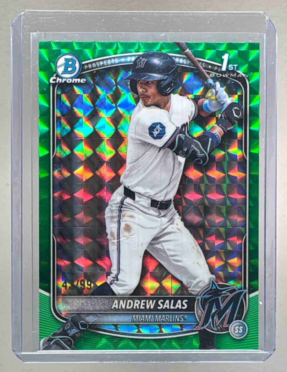 Andrew Salas 2025 Bowman Chrome #BCP-156 Green Geometric Refractor 1st RC /99