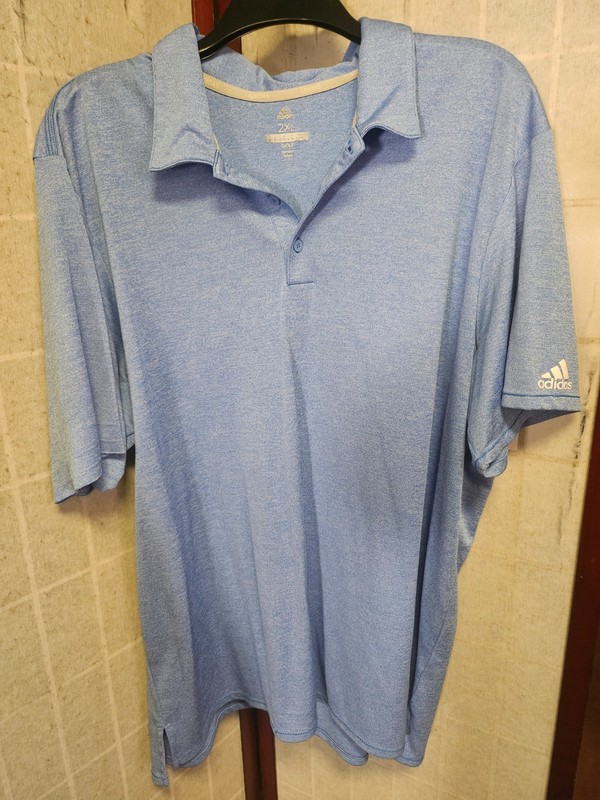 Golf Adidas Men's Blue Shirt Collar Short Sleeves Slits Logo Sz 2XL