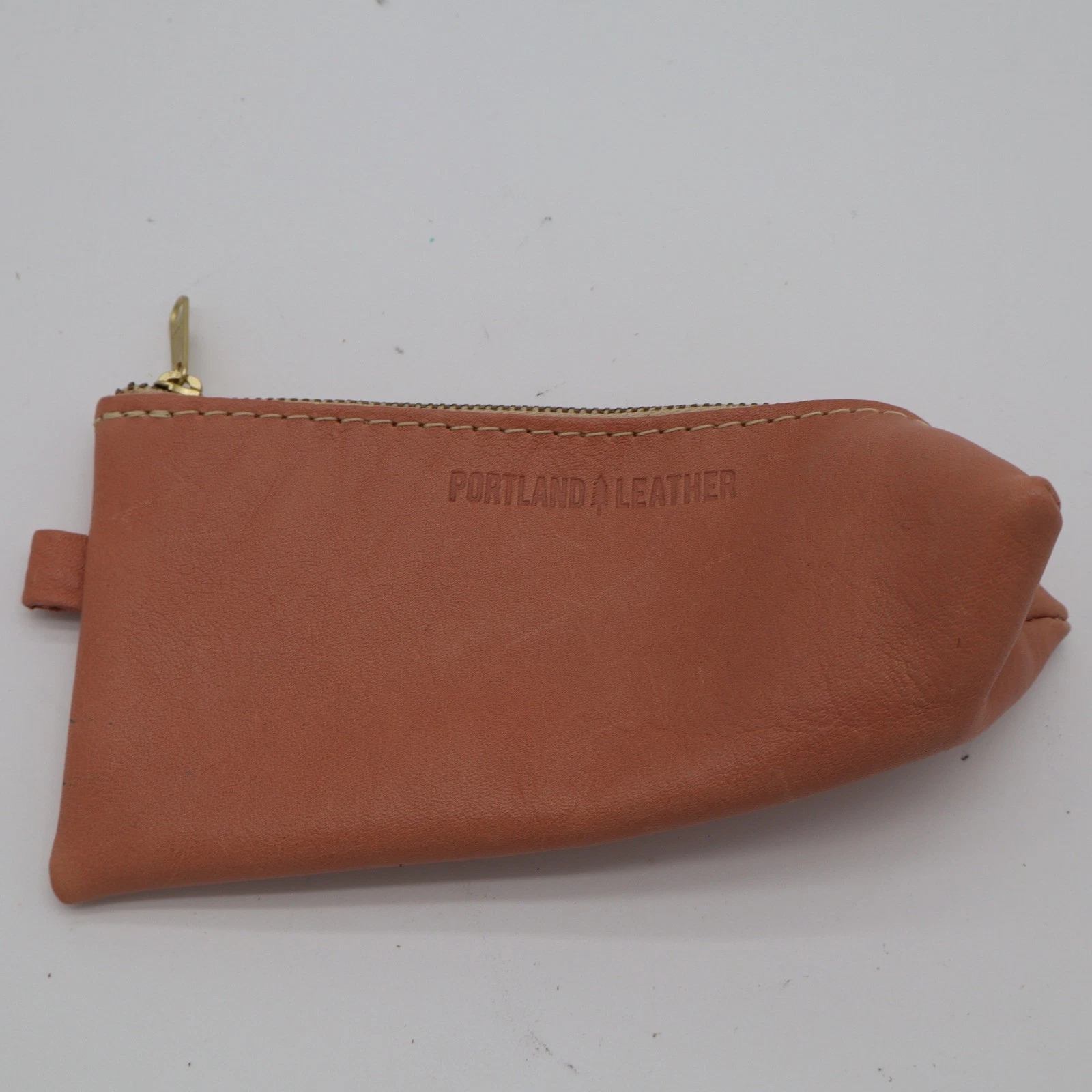 Portland Leather Goods Small Makeup Pouch Pencil Case Terracotta Brown Leather