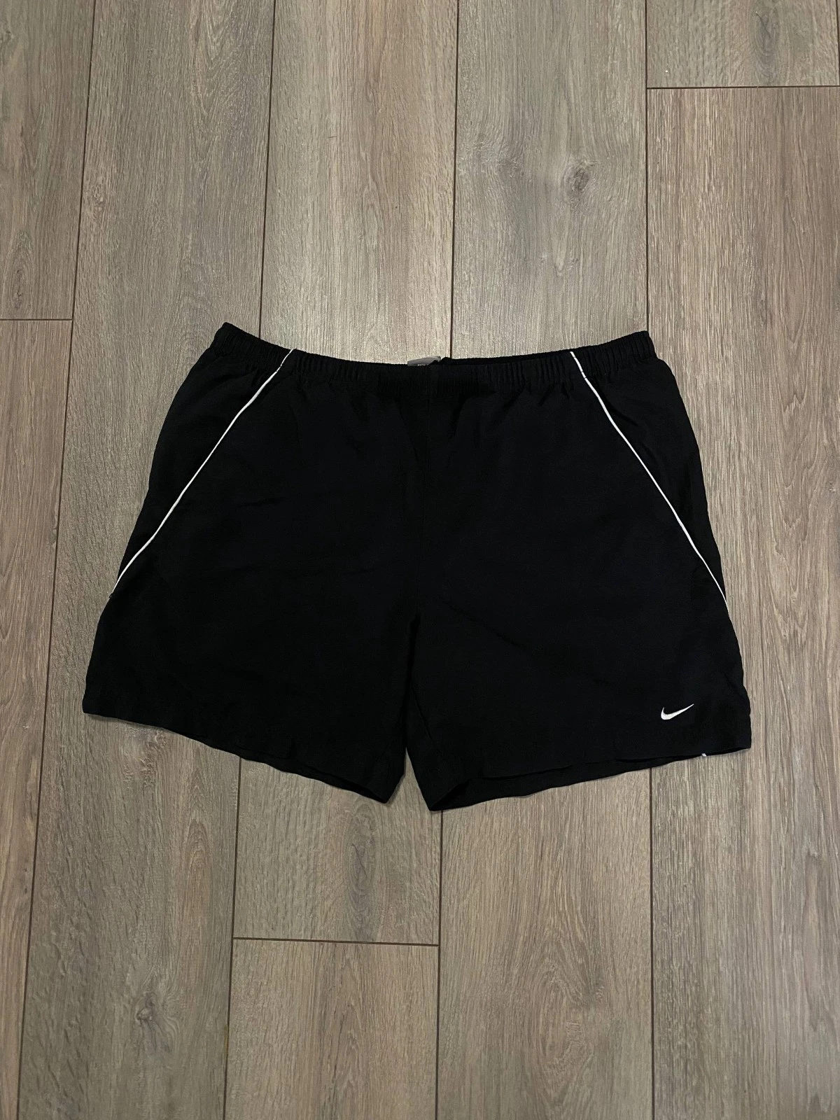 Nike Shorts Vintage Nylon Black Stripe Swim Y2K streetwear