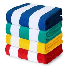 4 Pack Cotton Large 30x60 Inches Soft Cabana Stripe Thick Beach Towel Super A...