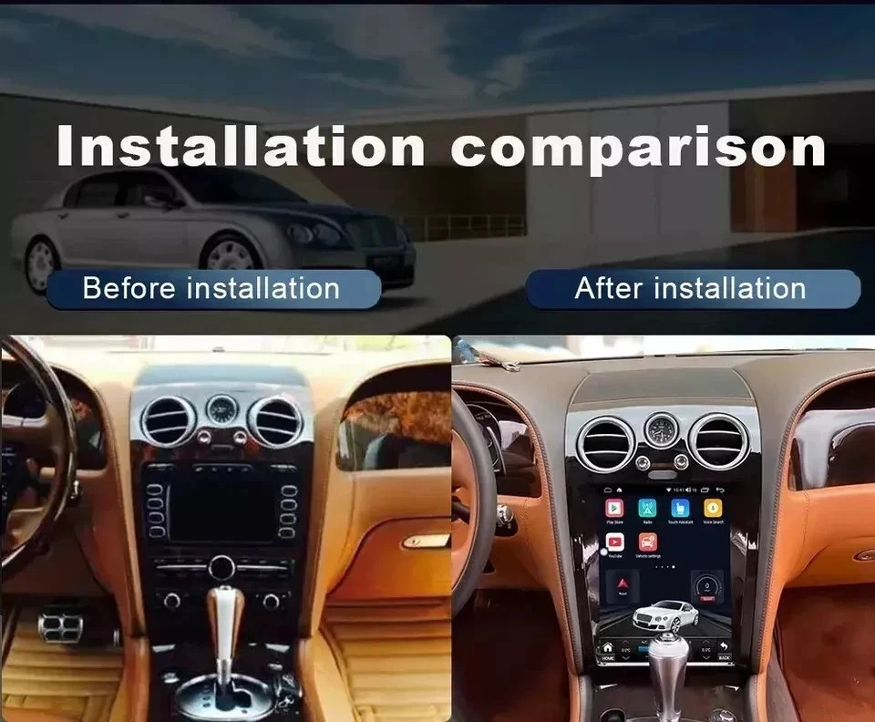 Android Tesla Vertical Screen CarPlay Radio For Bentley Continental GT 2003-2012