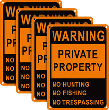 No Trespassing No Hunting Sign 4 Pack 10x14 Aluminum Private Property Warning