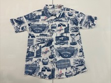 Los Angeles Dodgers Hawaiian Shirt Button Blue White MLB Baseball Mens M