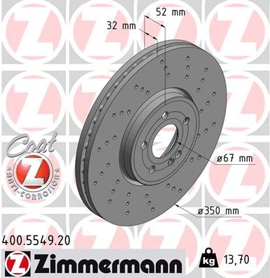 Zimmermann Front Disc Brake Rotor for CLA35 AMG, CLA45 AMG (400.5549.20)