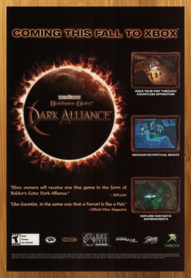 2002 Baldur's Gate Dark Alliance Xbox Print Ad/Poster Video Game Promo Art 00s
