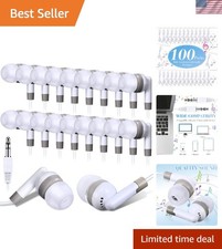 100 Pcs Bulk Earbuds with Wire Basic Headphones in Ear for Libraries Laptop, ...