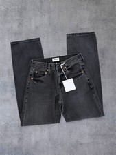 PISTOLA Women's Black Straight Denim Jeans Button Accents 5-Pocket Design