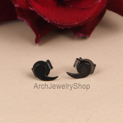 925 Sterling Silver Black Quotation Mark Stud Earrings Minimalist Comma Jewelry