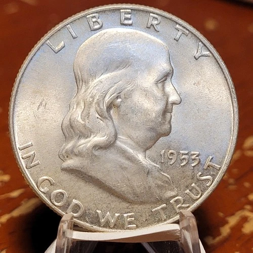 1953-D FRANKLIN HALF DOLLAR ~ UNC  BU 90% Silver