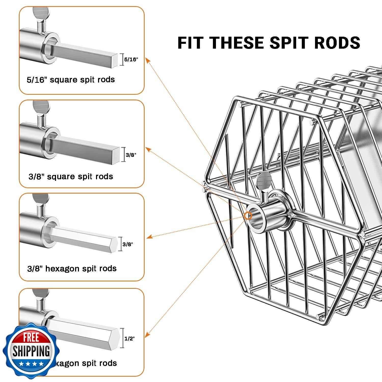 onlyfire 17 inch Stainless Steel Round Tumble Rotisserie Basket C