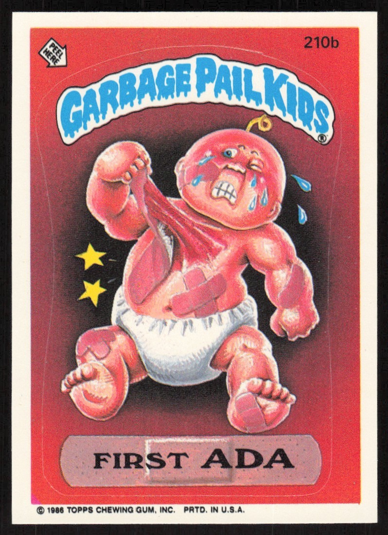 Vintage 1986 FIRST ADA Garbage Pail Kids Topps Sticker Cards