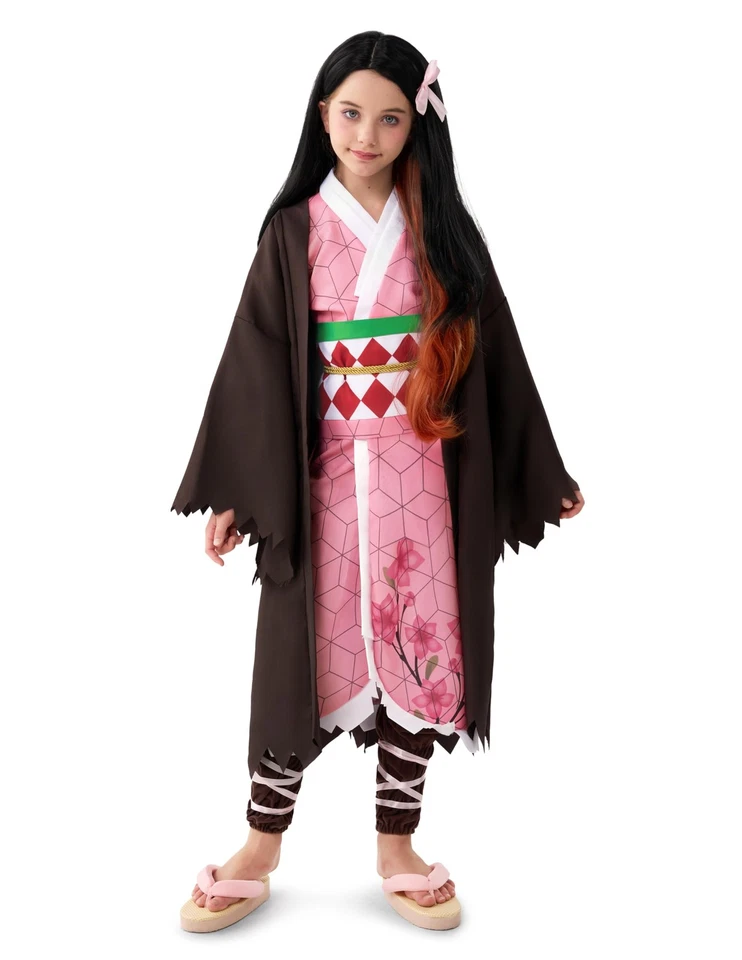 Disfraz Kimono Niñas, Conjunto de Disfraces Ninja con Peluca para Niños, Niños Pequeños Rosa Ani... Foto 4 de 4