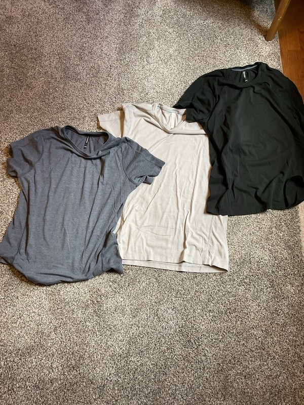 TenThousand Durable Short Sleeve Tee. Size L. 3 Pack. Black, Grey, And Blue.