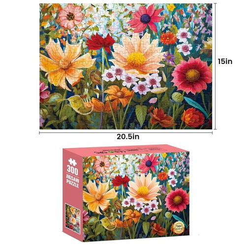 Jigsaw Puzzles 300 Pieces for Adults 300 Pieces Flower Puzzle Recycled Cardboar - Picture 2 of 6