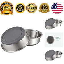 Non-slip Stainless Steel Dog Bowls 3.8 Cup Each 2 Pack