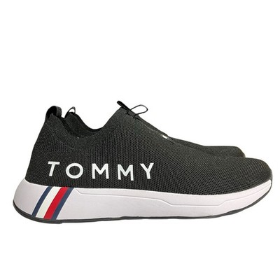 Tommy Hilfiger Sneakers Womens 11 Black Logo Spellout Knit Pull On Aliah Sporty