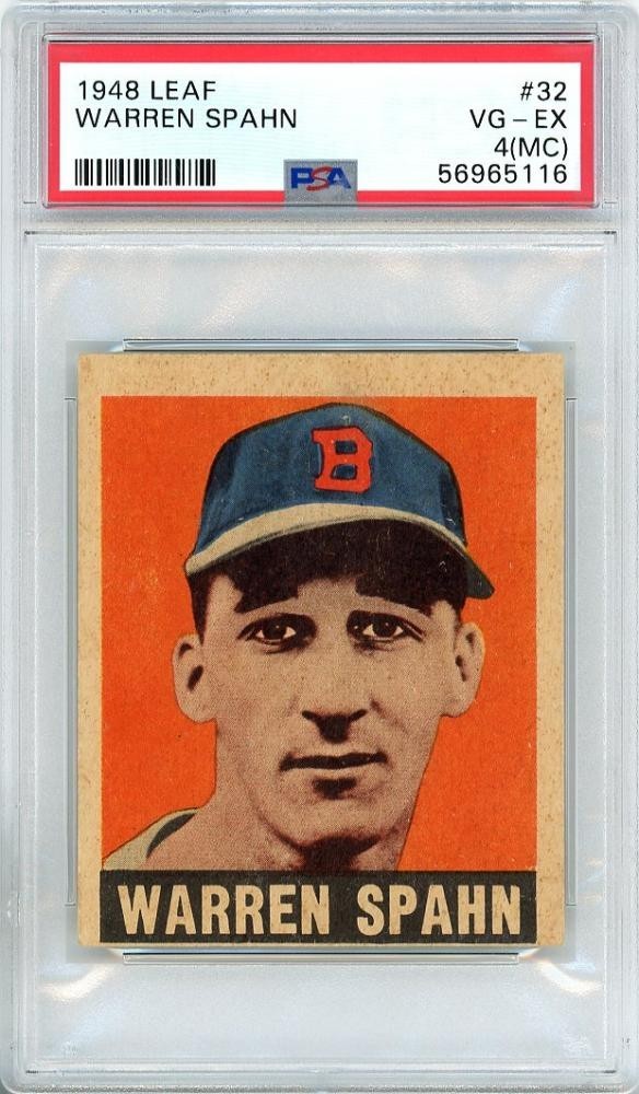 1948 LEAF  WARREN SPAHN  #32  RC  PSA  4 rare Boston Pitcher