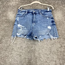 NOBO No Boundaries Cut-Off Short Women's 13 Blue High Rise Raw Hem Distressed