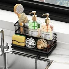 Stainless Steel Kitchen Sink Organizer Counter Top Drainage Tray & Rack 10x6x6"