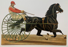 Horse harness cart racing, Victorian paper scraps, circa 1900
