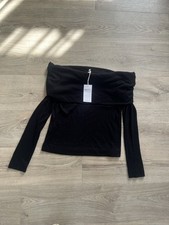 Next Women's Black Off Shoulder Bardot Knitted Jumper Size M RRP £28 Up To 70%of