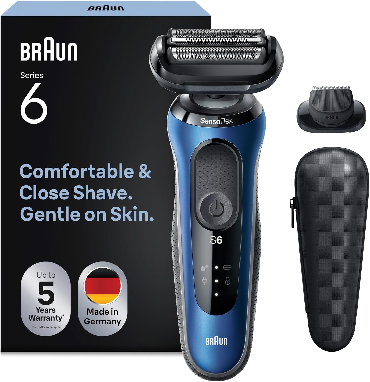 Braun Series 6 60 B1200s Electric Shaver For Men With Precision Trimmer - Blue - Image 3