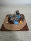 Vintage 1983 Hudson Fine Pewter Cat Family Scene Base & 4 Cats (Incomplete) — photo 2