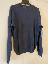 NWT Vintage John Ashford Men s XL Sweater Tight Knit Cotton Navy 90 s Fisherman