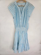 Rails Augustine Dress Womens S Laguna Blue Stripe Linen Blend Cottagecore Summer