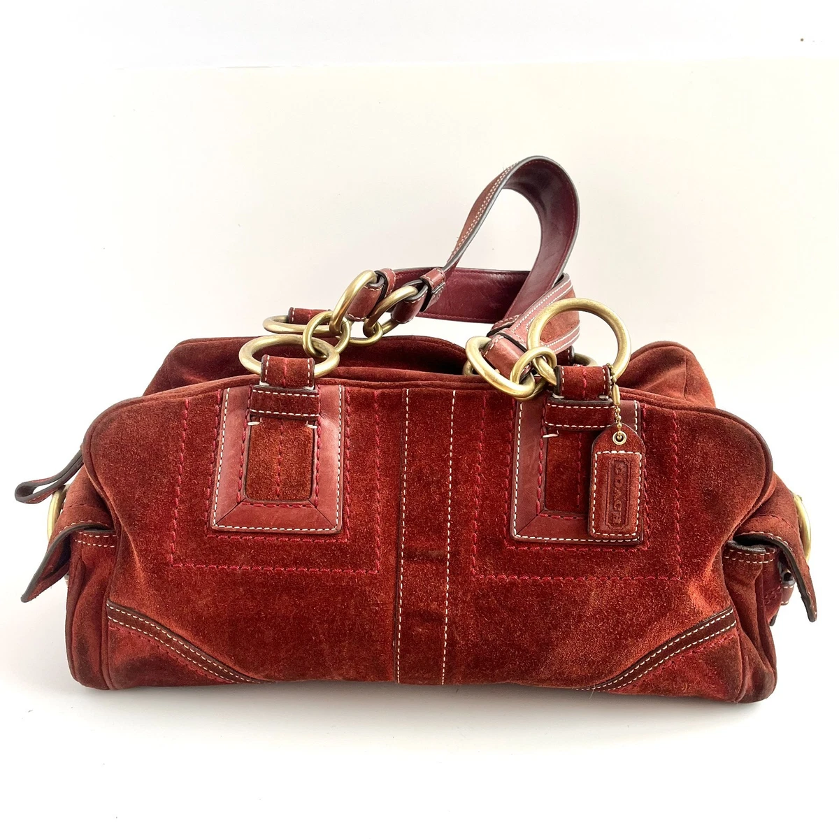 バッグ COACH Suede Handbag Bordeaux Soho y2k 25+ Coach Women's Suede Exterior Red Bags & Handbags for Women for