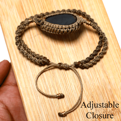 Brazalete de cristal de macramé hecho a mano de labradorita natural ~ aurora en tu muñeca - Imagen 7 de 11