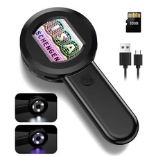 2" Digital Microscope 100X Coin Magnifier with UV/White Light USB PC Compatible