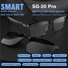 2-in-1 Smart Bluetooth Glasses Wireless Audio Touch Control Women Men