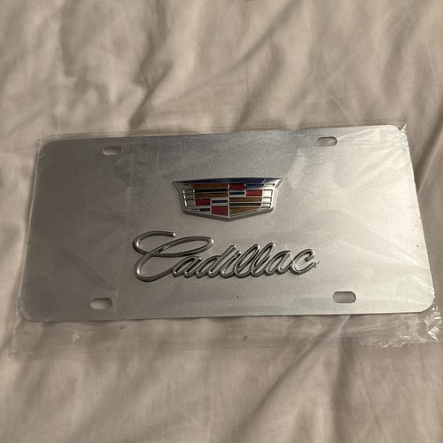 Cadillac Crest 3D Chrome Metal Logo On Stainless Steel License Plate Frame – IPick Image